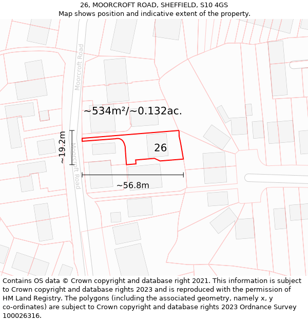 26, MOORCROFT ROAD, SHEFFIELD, S10 4GS: Plot and title map