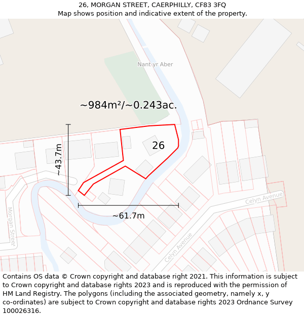 26, MORGAN STREET, CAERPHILLY, CF83 3FQ: Plot and title map