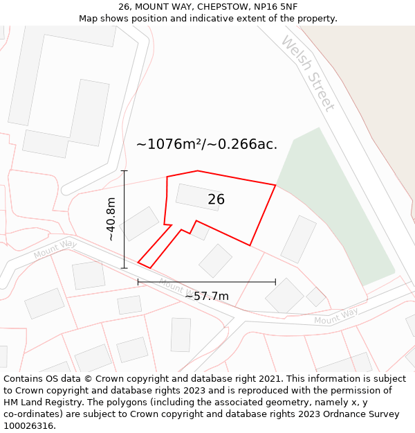 26, MOUNT WAY, CHEPSTOW, NP16 5NF: Plot and title map