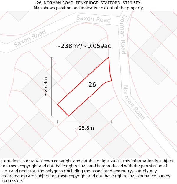 26, NORMAN ROAD, PENKRIDGE, STAFFORD, ST19 5EX: Plot and title map