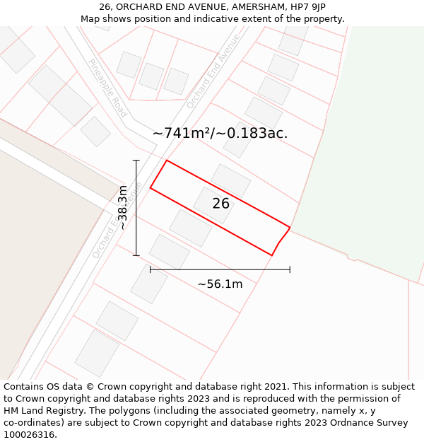 26, ORCHARD END AVENUE, AMERSHAM, HP7 9JP: Plot and title map