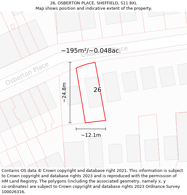 26, OSBERTON PLACE, SHEFFIELD, S11 8XL: Plot and title map