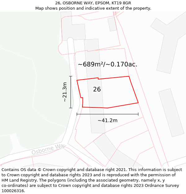 26, OSBORNE WAY, EPSOM, KT19 8GR: Plot and title map