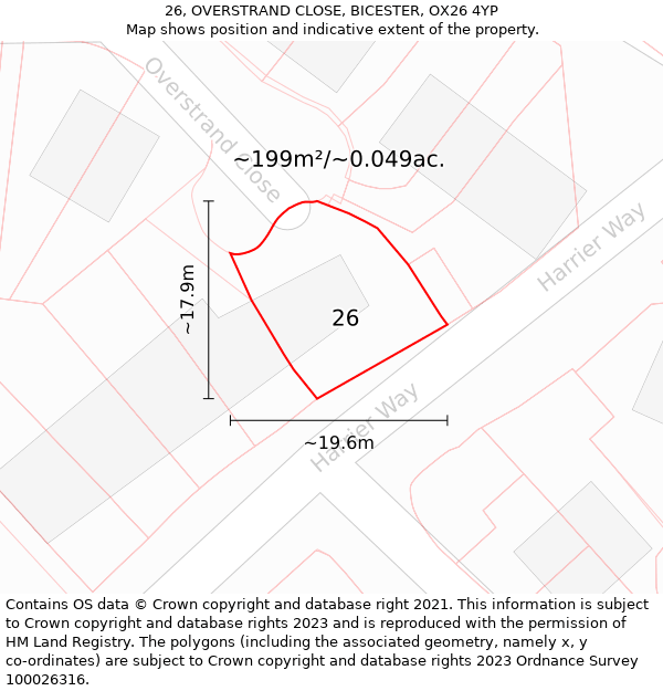 26, OVERSTRAND CLOSE, BICESTER, OX26 4YP: Plot and title map