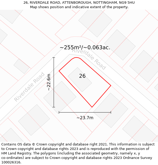 26, RIVERDALE ROAD, ATTENBOROUGH, NOTTINGHAM, NG9 5HU: Plot and title map