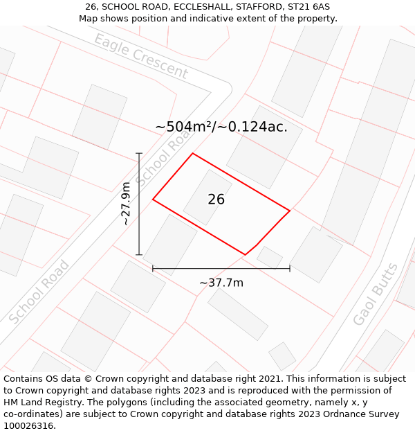 26, SCHOOL ROAD, ECCLESHALL, STAFFORD, ST21 6AS: Plot and title map