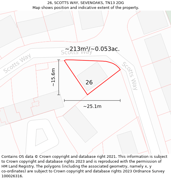 26, SCOTTS WAY, SEVENOAKS, TN13 2DG: Plot and title map