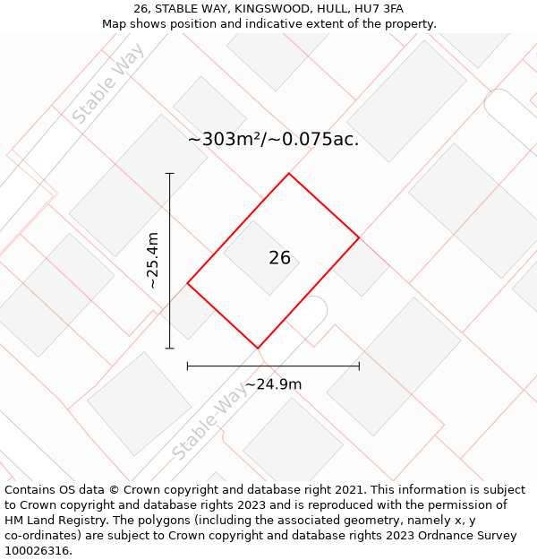 26, STABLE WAY, KINGSWOOD, HULL, HU7 3FA: Plot and title map