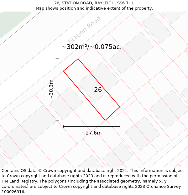 26, STATION ROAD, RAYLEIGH, SS6 7HL: Plot and title map