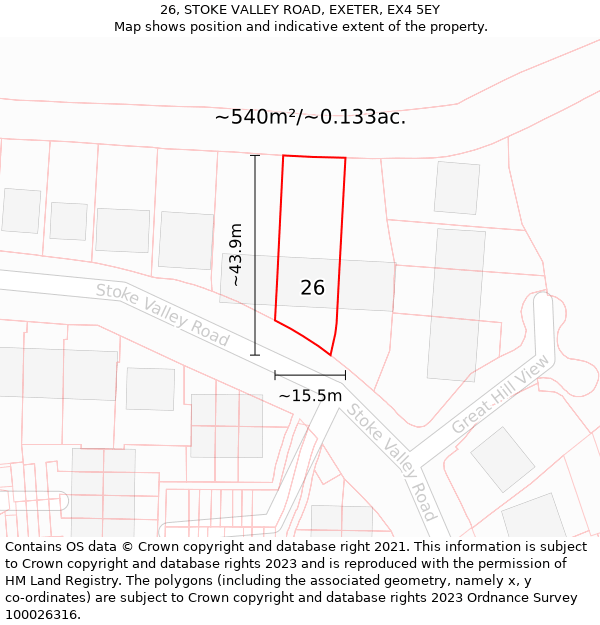 26, STOKE VALLEY ROAD, EXETER, EX4 5EY: Plot and title map