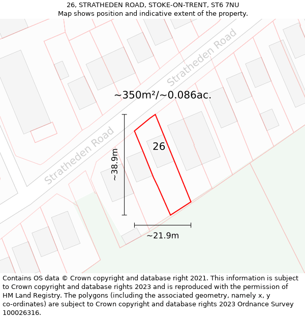 26, STRATHEDEN ROAD, STOKE-ON-TRENT, ST6 7NU: Plot and title map