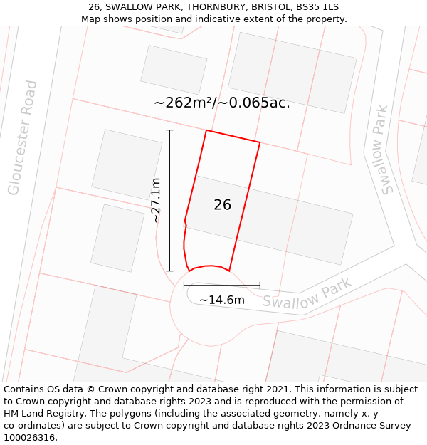 26, SWALLOW PARK, THORNBURY, BRISTOL, BS35 1LS: Plot and title map