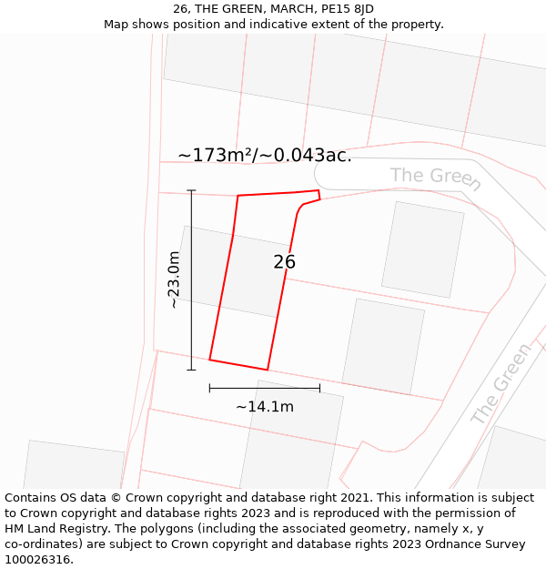 26, THE GREEN, MARCH, PE15 8JD: Plot and title map