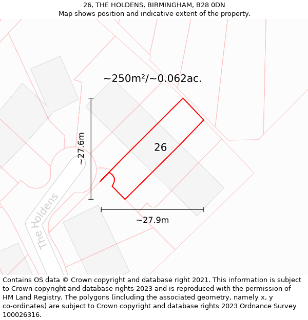 26, THE HOLDENS, BIRMINGHAM, B28 0DN: Plot and title map