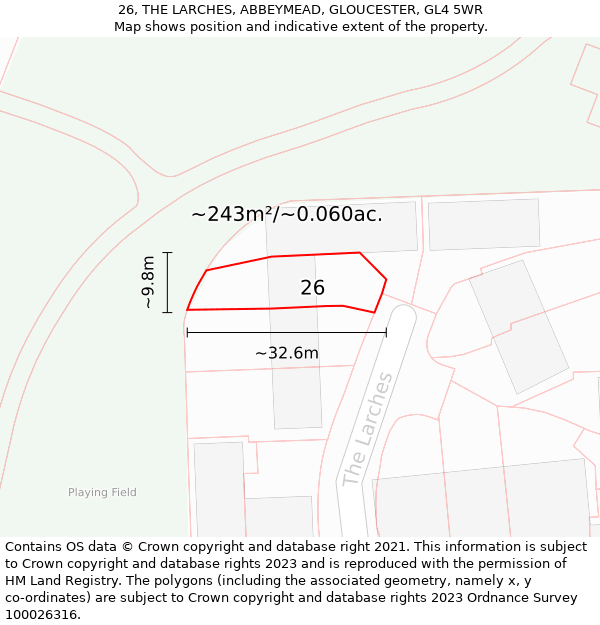 26, THE LARCHES, ABBEYMEAD, GLOUCESTER, GL4 5WR: Plot and title map