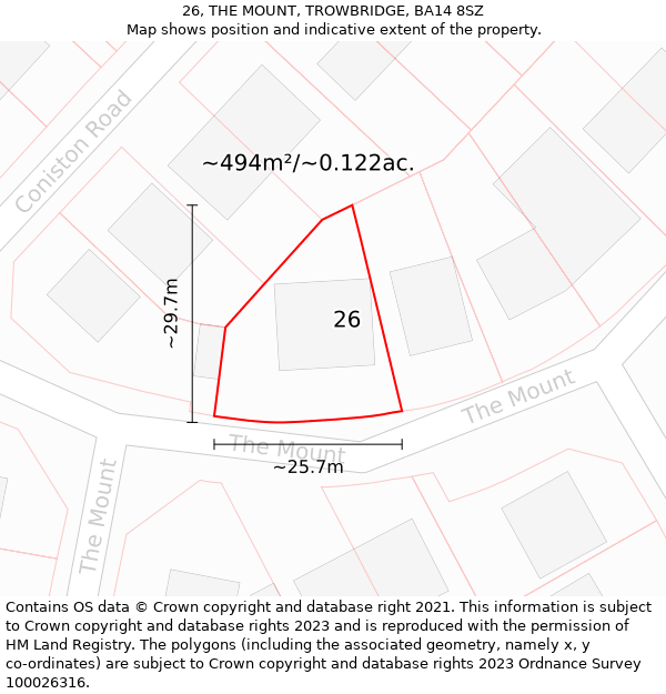 26, THE MOUNT, TROWBRIDGE, BA14 8SZ: Plot and title map