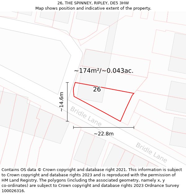26, THE SPINNEY, RIPLEY, DE5 3HW: Plot and title map