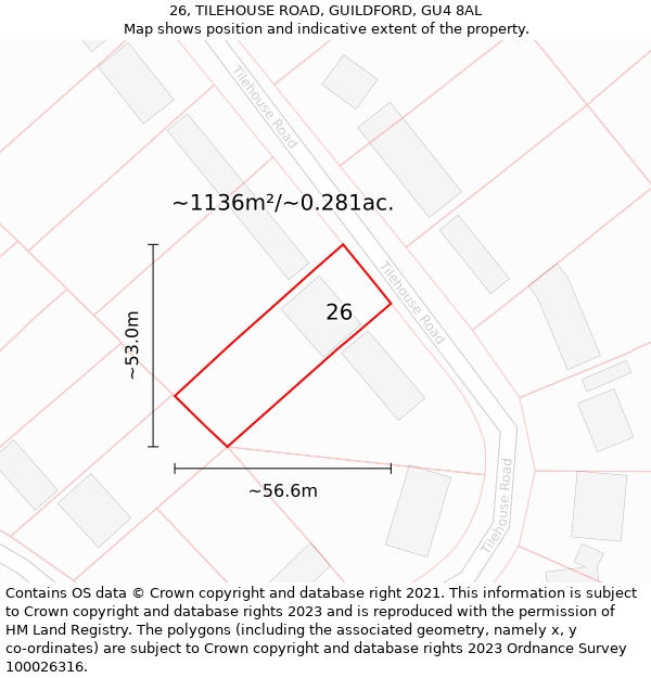 26, TILEHOUSE ROAD, GUILDFORD, GU4 8AL: Plot and title map