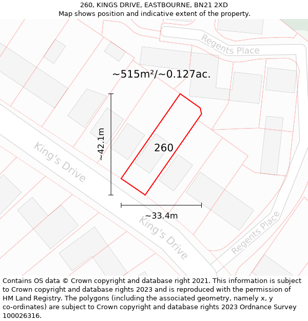 260, KINGS DRIVE, EASTBOURNE, BN21 2XD: Plot and title map