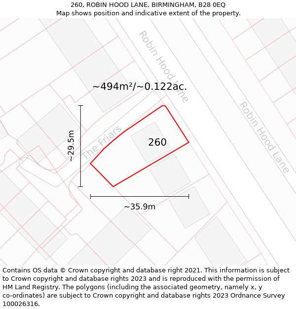 260, ROBIN HOOD LANE, BIRMINGHAM, B28 0EQ: Plot and title map