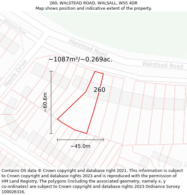 260, WALSTEAD ROAD, WALSALL, WS5 4DR: Plot and title map