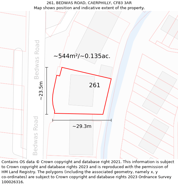 261, BEDWAS ROAD, CAERPHILLY, CF83 3AR: Plot and title map