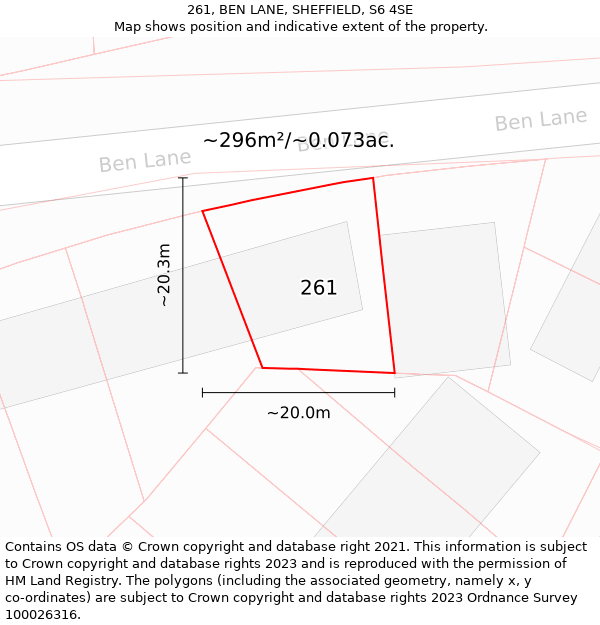 261, BEN LANE, SHEFFIELD, S6 4SE: Plot and title map