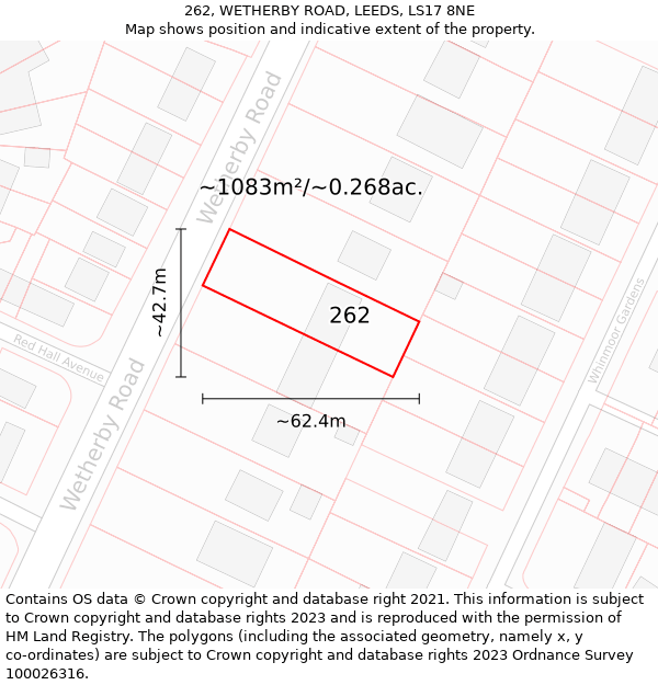 262, WETHERBY ROAD, LEEDS, LS17 8NE: Plot and title map