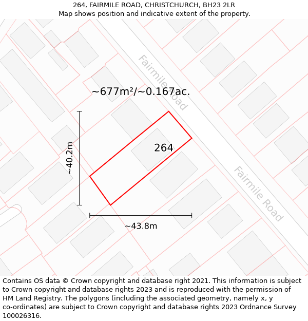 264, FAIRMILE ROAD, CHRISTCHURCH, BH23 2LR: Plot and title map