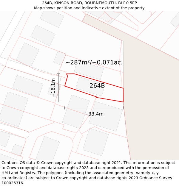 264B, KINSON ROAD, BOURNEMOUTH, BH10 5EP: Plot and title map