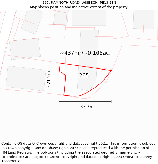 265, RAMNOTH ROAD, WISBECH, PE13 2SN: Plot and title map