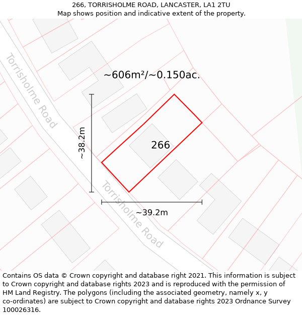 266, TORRISHOLME ROAD, LANCASTER, LA1 2TU: Plot and title map