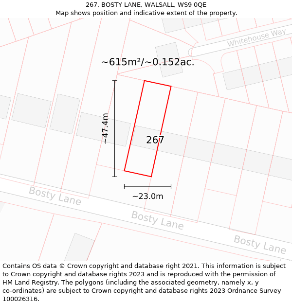 267, BOSTY LANE, WALSALL, WS9 0QE: Plot and title map