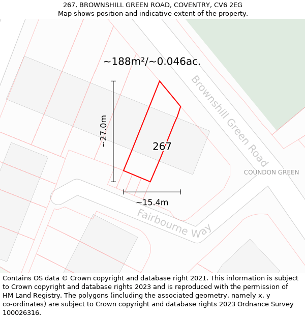 267, BROWNSHILL GREEN ROAD, COVENTRY, CV6 2EG: Plot and title map