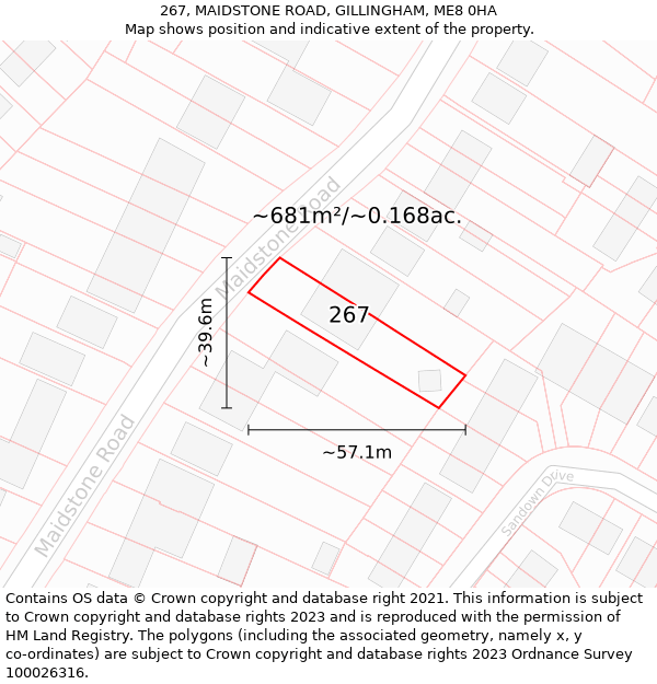 267, MAIDSTONE ROAD, GILLINGHAM, ME8 0HA: Plot and title map