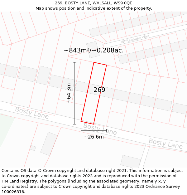 269, BOSTY LANE, WALSALL, WS9 0QE: Plot and title map