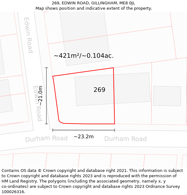 269, EDWIN ROAD, GILLINGHAM, ME8 0JL: Plot and title map