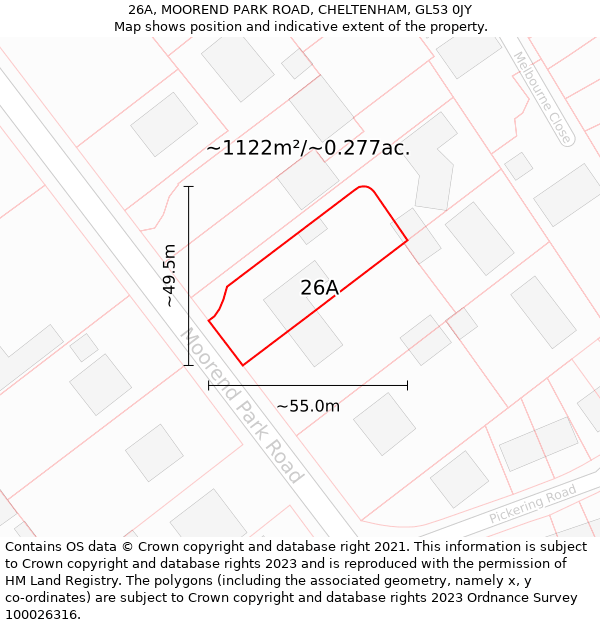 26A, MOOREND PARK ROAD, CHELTENHAM, GL53 0JY: Plot and title map