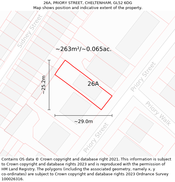 26A, PRIORY STREET, CHELTENHAM, GL52 6DG: Plot and title map