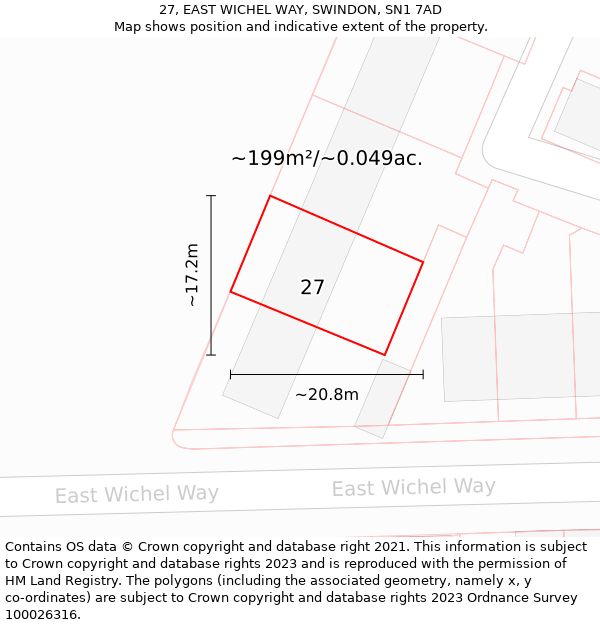 27, EAST WICHEL WAY, SWINDON, SN1 7AD: Plot and title map