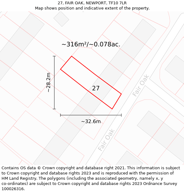 27, FAIR OAK, NEWPORT, TF10 7LR: Plot and title map