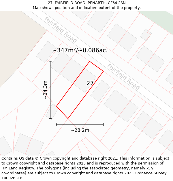 27, FAIRFIELD ROAD, PENARTH, CF64 2SN: Plot and title map