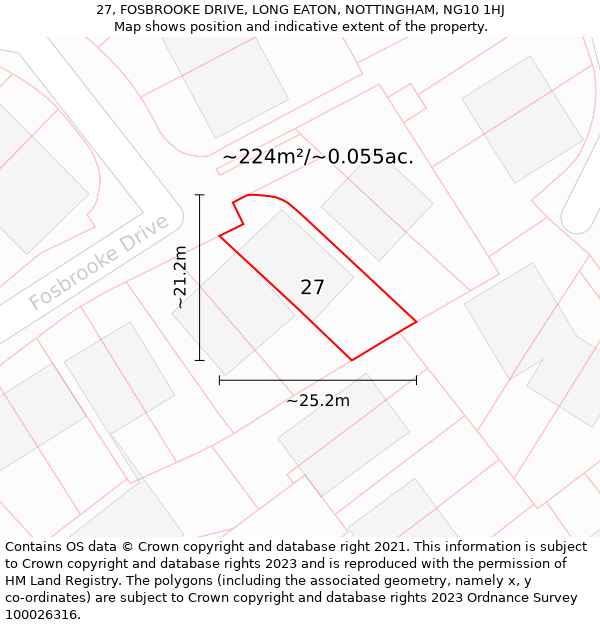 27, FOSBROOKE DRIVE, LONG EATON, NOTTINGHAM, NG10 1HJ: Plot and title map