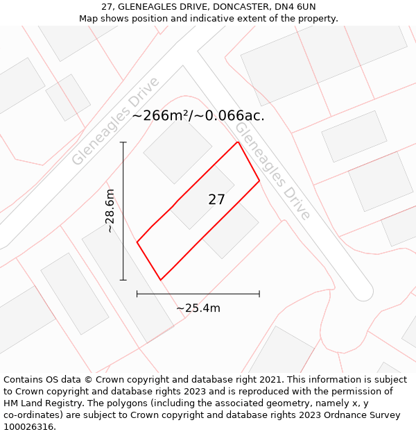 27, GLENEAGLES DRIVE, DONCASTER, DN4 6UN: Plot and title map