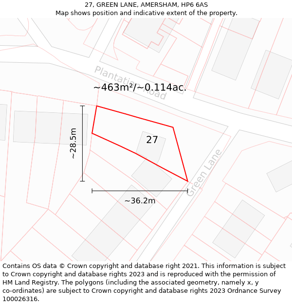 27, GREEN LANE, AMERSHAM, HP6 6AS: Plot and title map