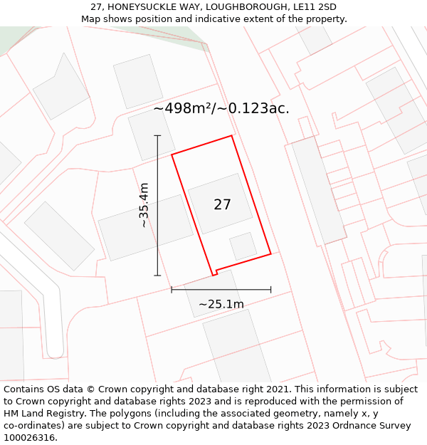 27, HONEYSUCKLE WAY, LOUGHBOROUGH, LE11 2SD: Plot and title map