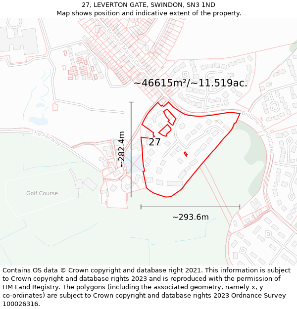 27, LEVERTON GATE, SWINDON, SN3 1ND: Plot and title map