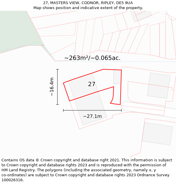 27, MASTERS VIEW, CODNOR, RIPLEY, DE5 9UA: Plot and title map