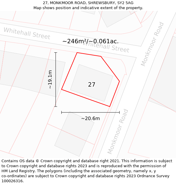 27, MONKMOOR ROAD, SHREWSBURY, SY2 5AG: Plot and title map