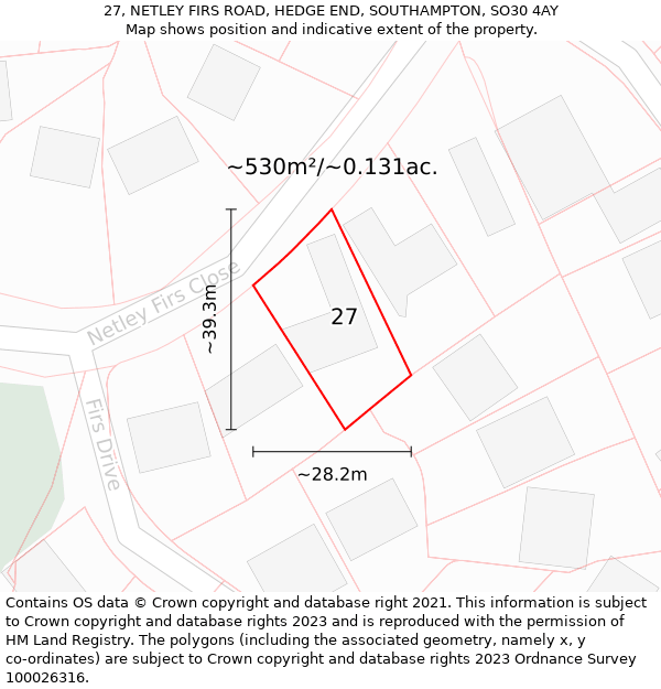 27, NETLEY FIRS ROAD, HEDGE END, SOUTHAMPTON, SO30 4AY: Plot and title map